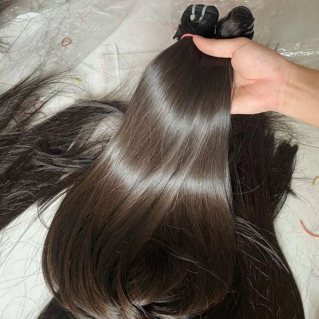 Unprocessed  Virgin Cuticle Aligned Cambodian Raw Hair bundles straight